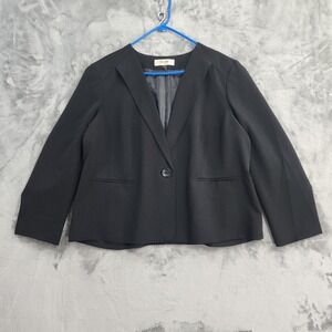 Vintage Jones Studio Blazer Womens 20W Black Lined One Button Suit Jacket Office